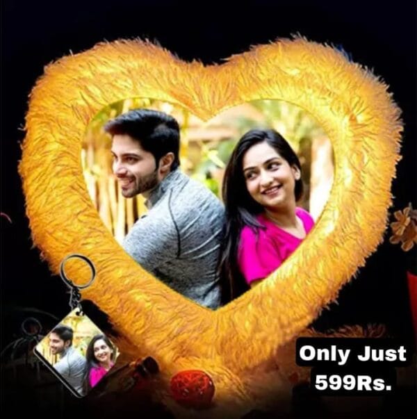 Heart Light Photo pillow with Photo keychain