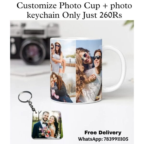 Customize Photo Cup + Photo keychain
