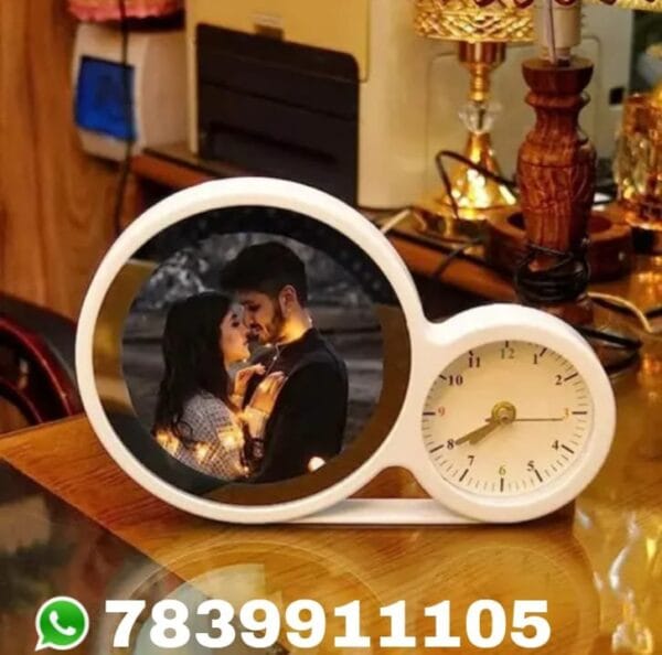 Personalized Customized Magic Mirror Cum Photo Frame with LED Light and Clock (6.5 X 6.5)