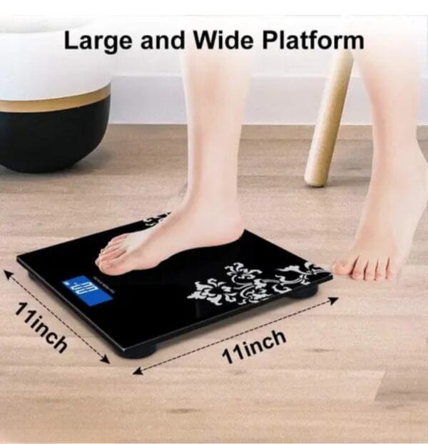 Digital Electronic Weighing Scale for Body Weight with LCD Display, Step-On Technology, 180kg Capacity, Battery Operated - Stylish Floral Design