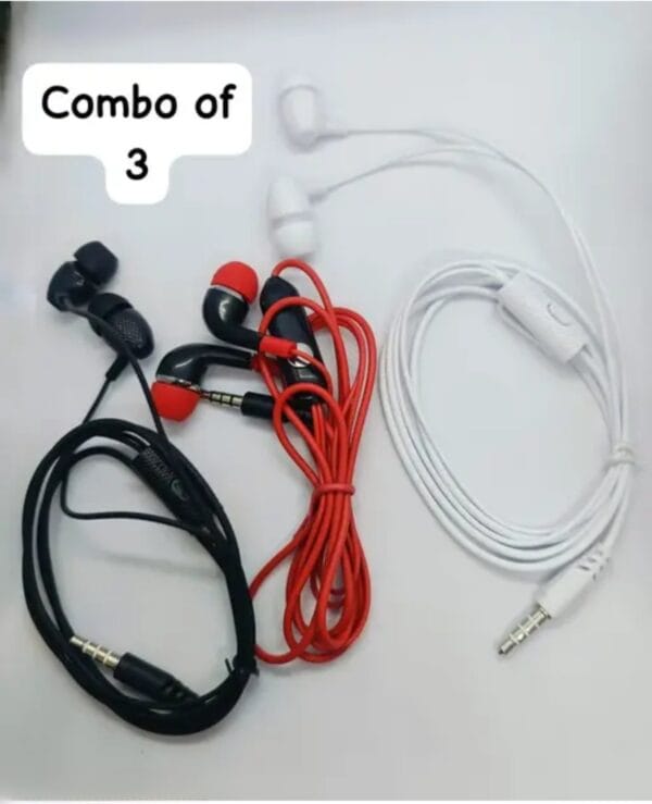 zenphonia wired earphones pack of 3 (1 black, 1 white, 1 red) best quality good sound