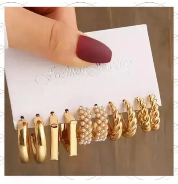 American 5-Piece C-Shaped Earrings