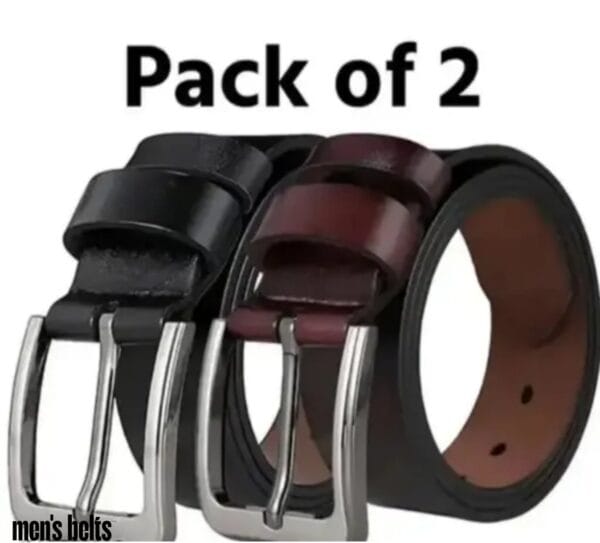 MENS STYLISH ARTIFICIAL KEATHER BELT IN BROWN AND BLACK COLOUR PACK OF 2