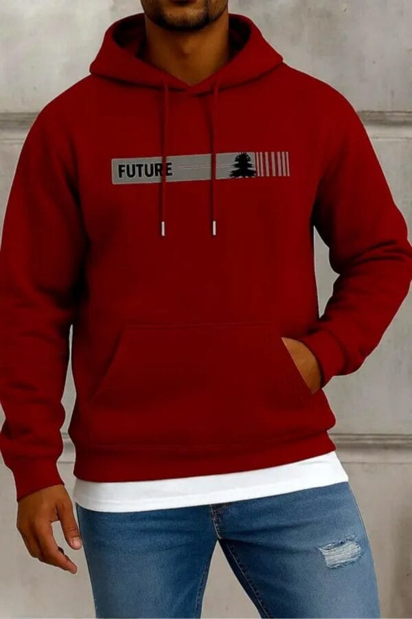 Winter Stylish Text Printed Casual Hoodie Sweatshirt Front Pocket for Men & Women