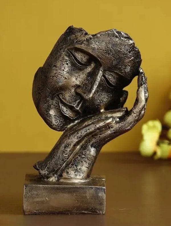 Golden Resin Human Face Statue