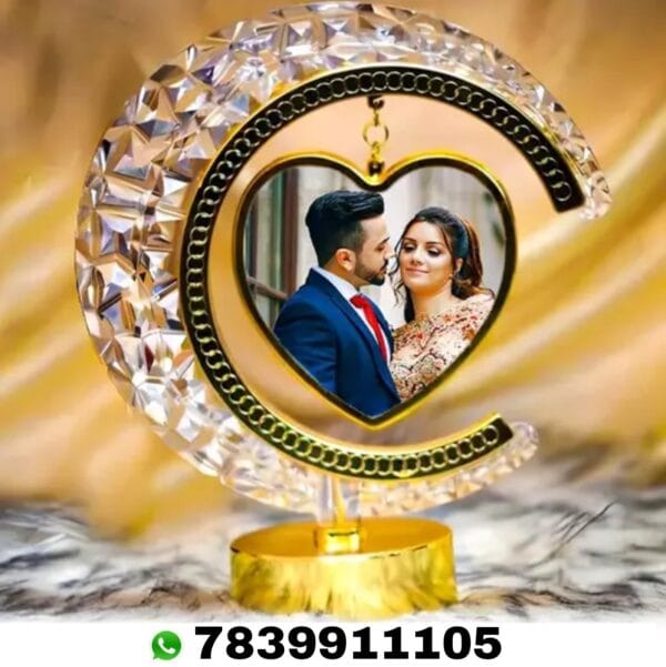 Customized LED Heart-Shaped Crystal Moon Lamp