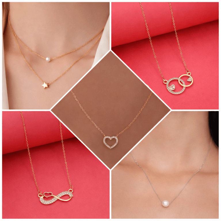 shimmering beautiful necklace and chain combo for women and girls
