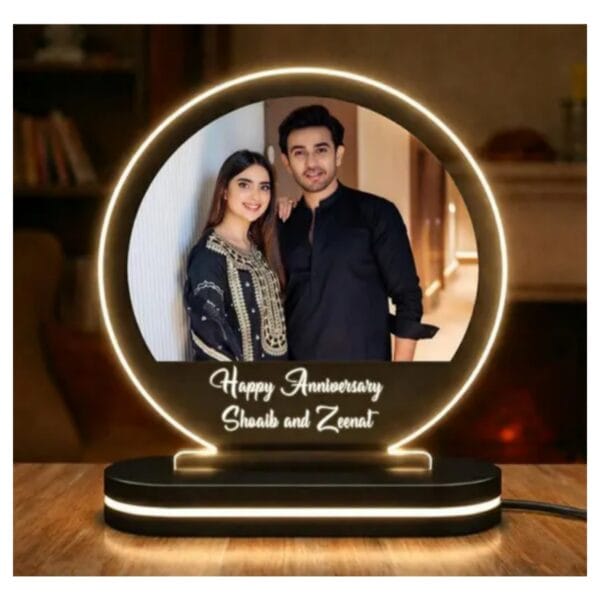 Customized Round Photo LED Acrylic Lamp with Name