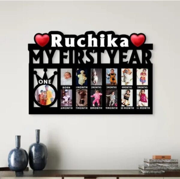 Customized My First Year Photo Frame with Baby Name