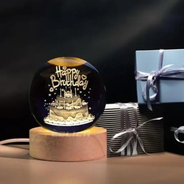 Glass Lamp 3D Crystal Ball Night Lamp
