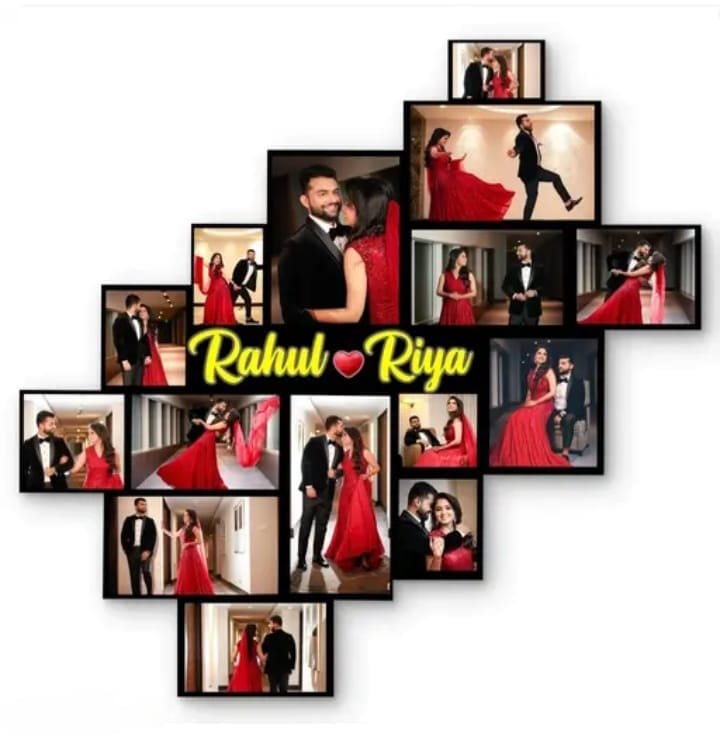 Personalized Couple Name Photo Collage Frame for wall decoration