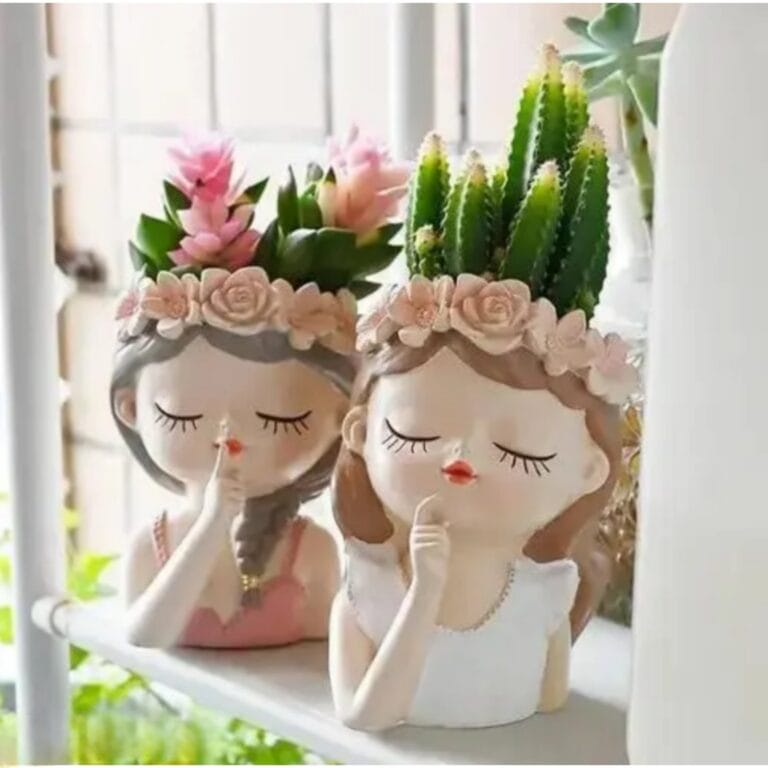 Cute Resin Head Planter – Set of 2