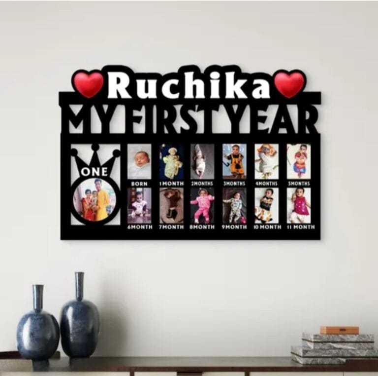 Customized My First Year Photo Frame with Baby Name